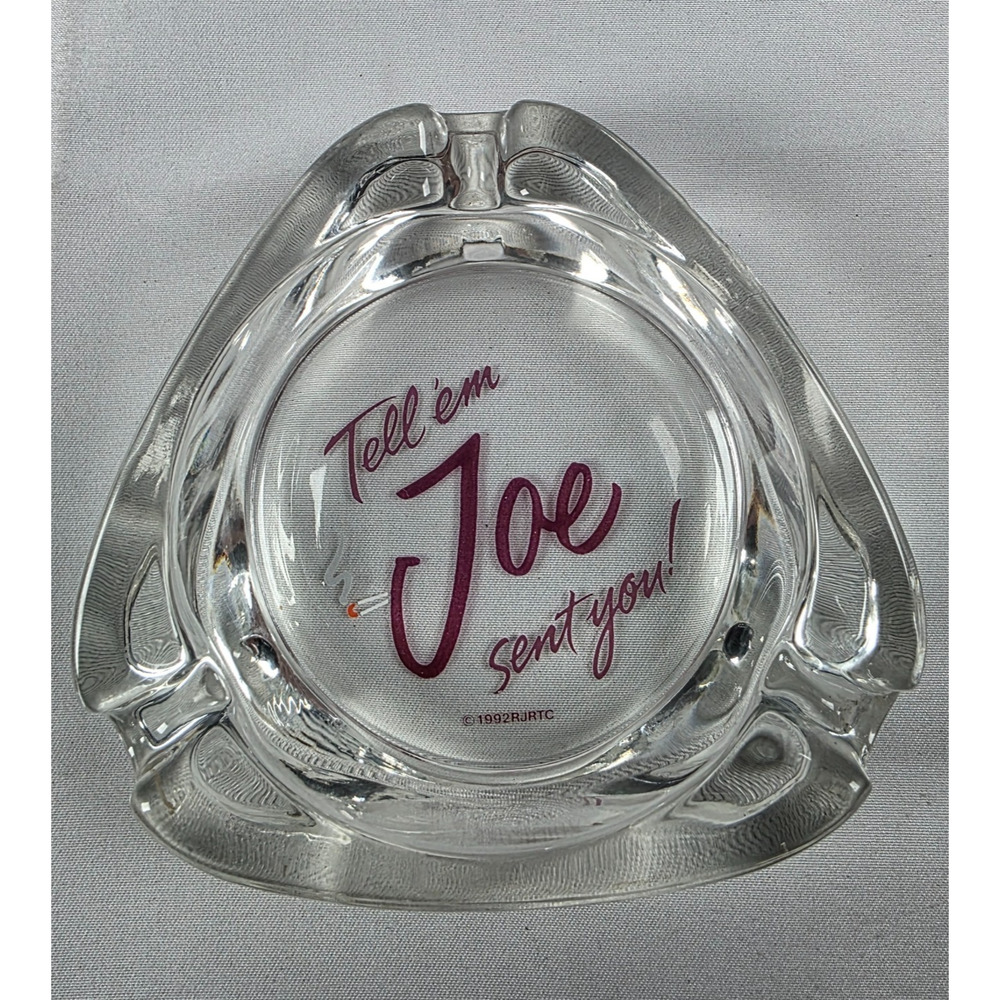 Vintage Camel Glass Ashtray 1992 Tell 'em Joe sent you! Triangular